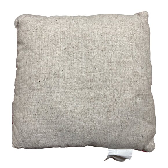 Decorative 16" Embroidered Christmas Throw Pillow Poinsettia Pinecone Design - Picture 3 of 5